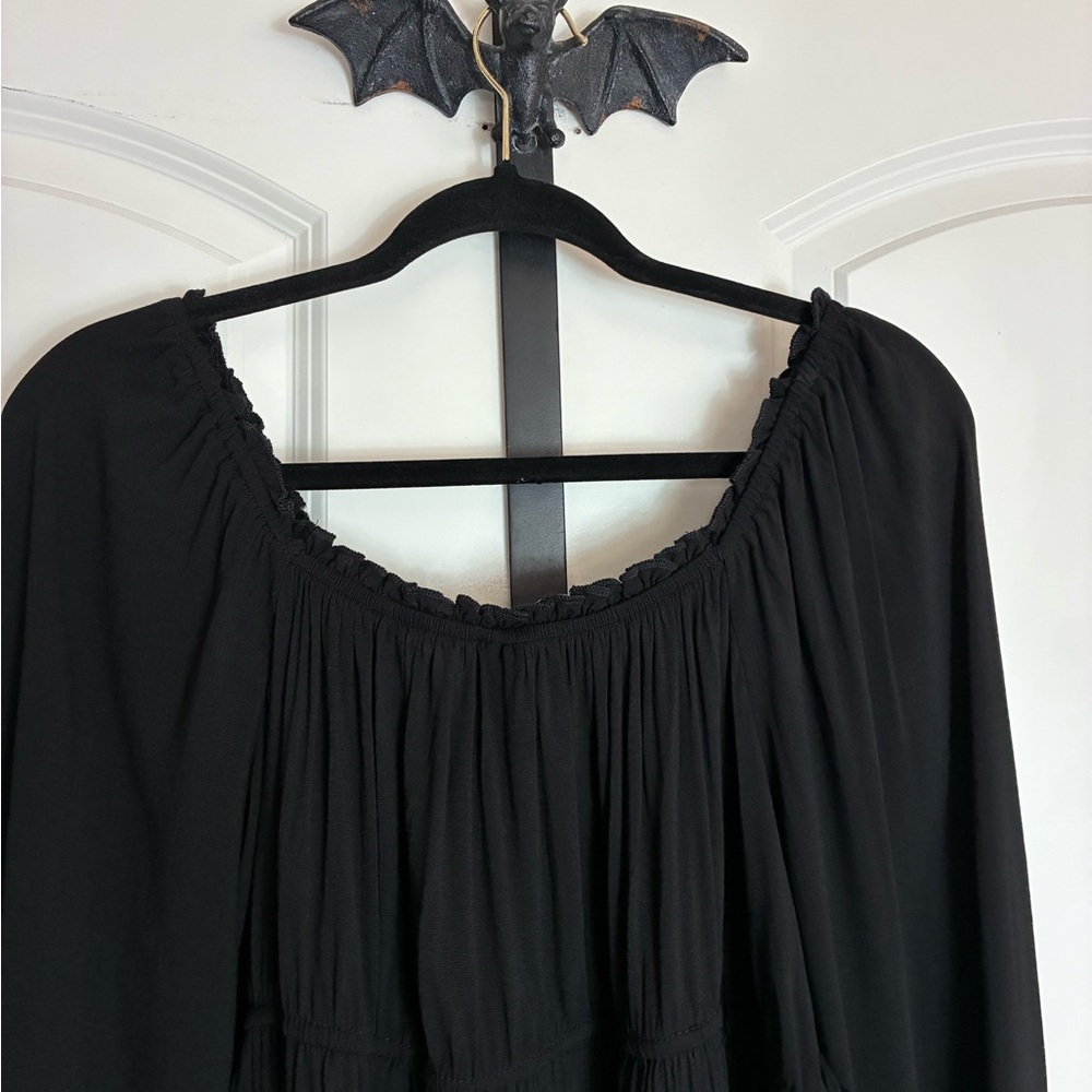 Torrid Black Rayon Slub Waist Detail Blouson Sleeve Blouse NWT Size 3X - Picture 6 of 11
